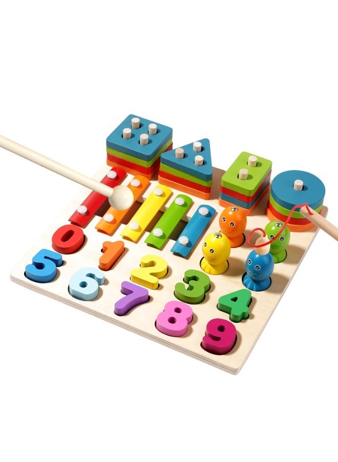 MTL Montessori 4-in-1 Educational Toy for Kids – Geometric Shapes Stacking & Matching Wooden Learning Game - Image 1